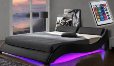 China 4ft PU Fabric LED Upholstered Bed Frame Ottoman ODM OEM Bedroom Furniture for sale