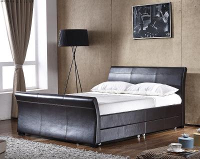 中国 European Style PU Leather Bed Upholstered Plywood 4 Drawer Storage Bed Frame 販売のため
