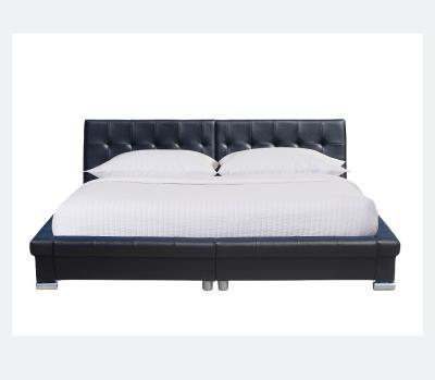 China PU Leather Upholstered Bed Frame Plywood Black For Bedroom Furniture for sale