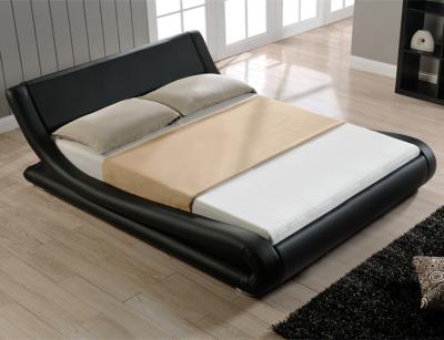 中国 Faux leather Curshed Velvet Upholstered Fabric Bed With LED Light Headboard 販売のため