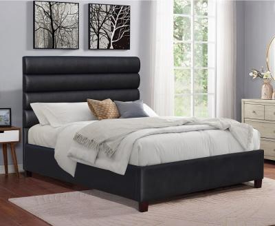 China Black Linen Fabric Upholstered Bed Frame 6ft King Size Bedroom Funiture for sale