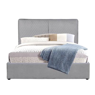 China Light Grey King Size Gas Lift Storage Bed PU Leather With Double Pillow Headboard for sale