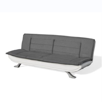 China A tela do carvão vegetal & o falso branco cobrem 3-Seater adornado Sofa Bed With Chrome Feet à venda