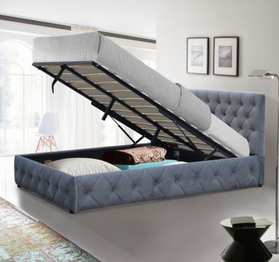 China Plush Velvet Upholstered Ottoman Bed Frame King Size Storage Bed For Bedroom for sale