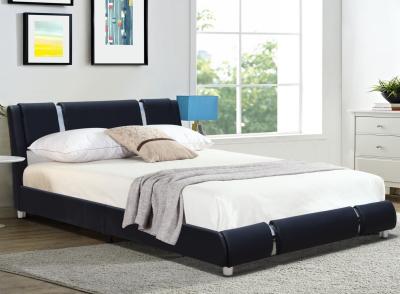 China La cama de plataforma del tamaño de la reina enmarca la cama negra de la tapicería de la imitación de cuero en venta