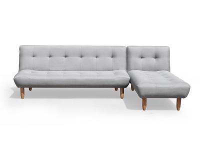 China Sofá-cama futon dobrável moderno de poliéster estofado em forma de L cinza escuro à venda
