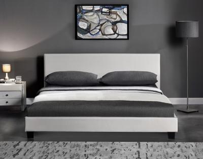 China Blanco de cuero de la cama de la PU de los diseños modernos y luz negra del LED para el dormitorio en venta