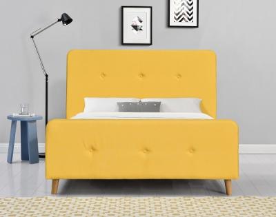 China Modern Scandinavian Bed Frame Queen Size Fabric Upholstered Bed Manufacturer for sale