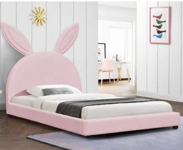 China Plywood Children Upholstered Bed Frame Cartoon Rabbit Style Pink Color for sale