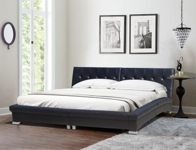 China Black King Size Curved Faux Leather Bed Set Bedroom Furniture for sale