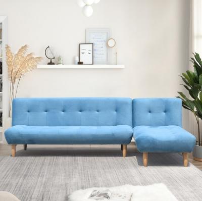 中国 L Shaped Folding Sofa Bed Blue/Grey Polyester Upholstered Modern Sofa Bed Wholesale 販売のため