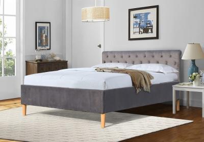 China Grey Tufted Upholstered Platform Bed Double Size For Bedroom Wholesale Bed Manufacturers for sale
