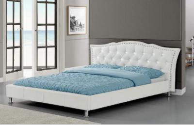 China White Morden Faux Leather Plywood Bed Frame Single Double King Size Wholesale à venda