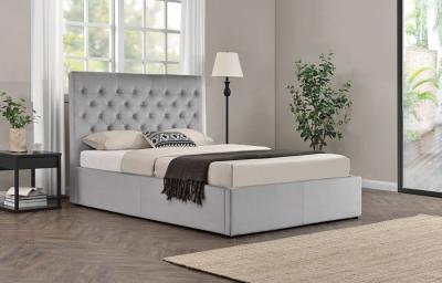 China CE BSCI Wing Back Ottoman Tufted Queen Storage Bed With Draws And Led for sale