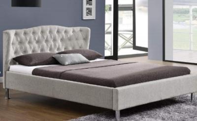 China SGS OEM Plywood Platform Bed Frame Modern King Size Bed Gray for sale