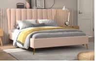 China Gigante color nata de la cama de la tela de Wing Back Frame Upholstered en venta