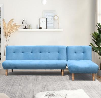 China L Shaped Folding Modern Blue Upholstered Sofa Bed High Quality for sale