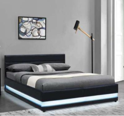 China Artistic RGB LED Bed Frame King Single Size Gas Lift Base Storage Leather for sale