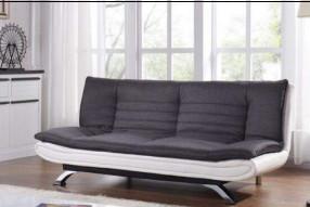 Chine Faux blanc 3 tuftés en cuir Seater Sofa Bed With Chrome Feet de tissu de charbon de bois à vendre