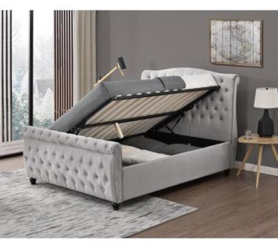 China Modern Style Luxury Upholstered Bed Frame Elegant Look for sale