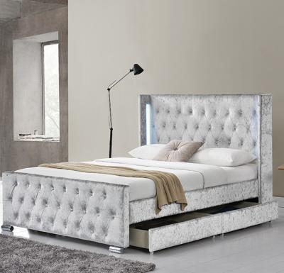 China Tufted Buttons Queen Upholstered Storage Platform Bed Four Drawers Te koop