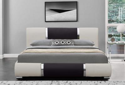 China Upholstered Full Size Platform Bed, Faux Leather Bedframe with Headboard, Save Space Te koop