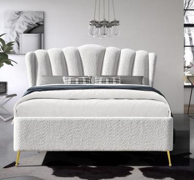 China White Boucle Fabric Gas Lift Storage Bed With Four Metal Strong Feet for sale
