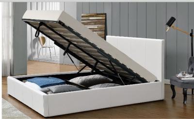 China Various Colors  Gas Lift Storage Bed PU Leather Upholstered Plywood Bed Frame Te koop