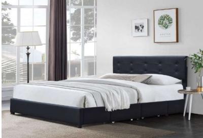 Cina Black Uphostead  Faux Leather  Bed with Strong Function Of Storage in vendita
