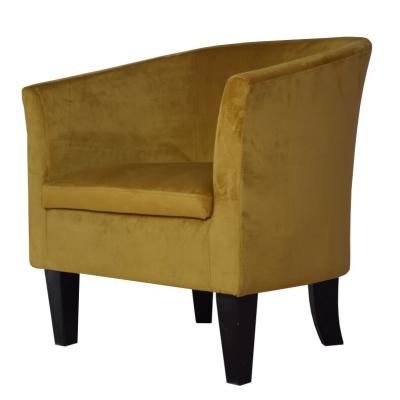 China Yellow Velvet Tub Arm Chair Modern Plush For Office Living Room for sale