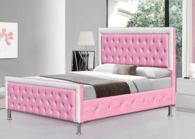 China SF883 Pink Children Upholstered Bed Frame Faux Leather Double Size for sale