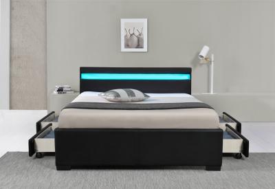 China Pu Faux Leather LED Upholstered Bed With Storage Drawer 12 Months Warranty for sale