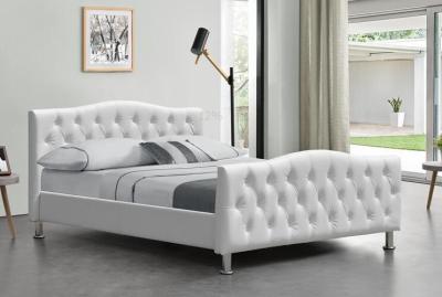 China White Diamond Tufted Leather Queen Size Bed Frame Crystal Buttons BSCI for sale