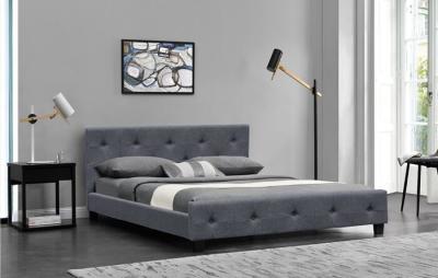 China Marco oscuro de la madera contrachapada de la cama de trineo de Grey Linen King Size Upholstered en venta