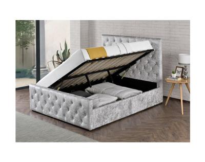 China Full Size Crush Velvet Fabric Upholstered Bed Frame CE Certification for sale