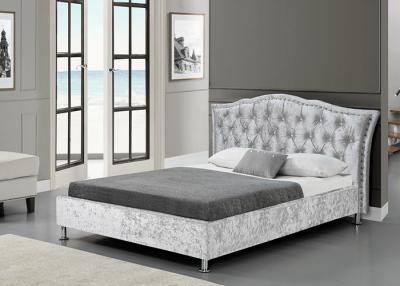 China Small Single Plywood Bed Frame 190cm Length Crushed Velvet With Characteristic Headboard for sale