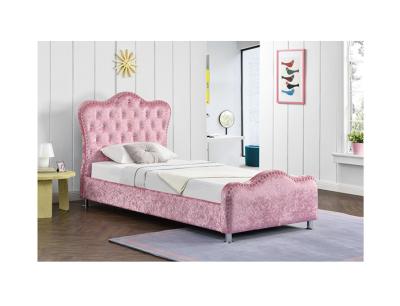 China Customized Pink Velvet Fabric Crushed Velvet Double Bed With Storage for sale
