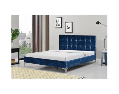 China Wood Slat Full Size Crushed Velvet Fabric Bed Furniture for sale