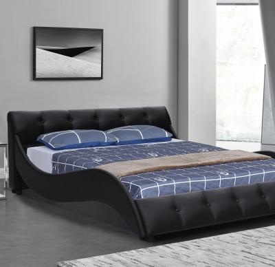 China Pu Leather Upholstered Bed Frame Italian Faux Tufted On Headboard King Size for sale