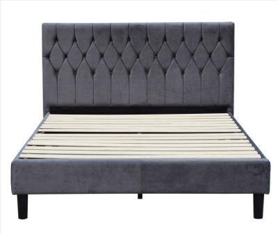 China Tufted Fabric Upholstered Bed Frame Queen Size Headboard Knitted Polyester for sale