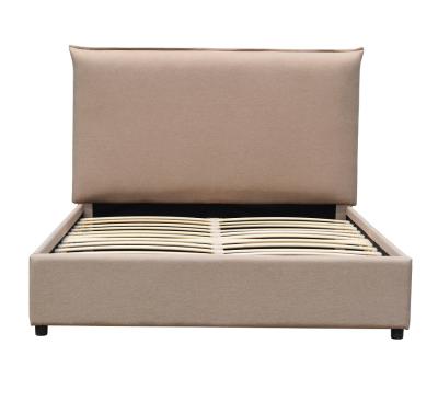 China Linen Light Brown Bed Frame King Europen Style Modern Upholstered Platform Bed for sale