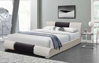 China Black White Faux Leather Bed Frame Upholstered Platform 160X200Cm for sale