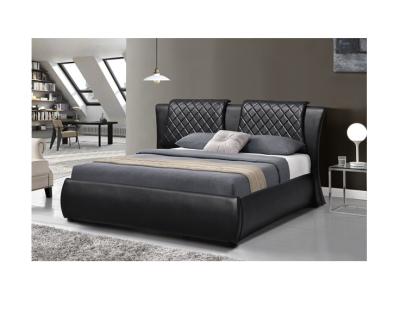 China Plywood Bendwood Double Faux Leather Bed With Storage CE Certification for sale