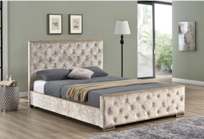 China O quadro de madeira moderno simples da cama do rei Size Fabric Velvet estofou à venda