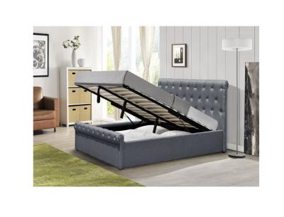 China Single Crush Tufted Storage Bed Frame Velvet Fabric Upholstered Queen Bed for sale