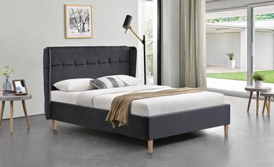 China Velvet Grey  Lisbon Double Bed Bed Frame Medium Firmness OAK Plastic Legs for sale