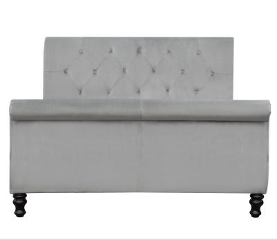 China Upholstered chesterfield bed frame king size Sleigh With Buttons for sale
