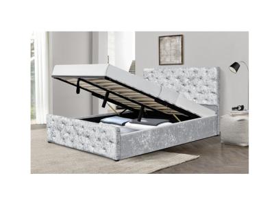 China Customized Upholstered Crushed Velvet King Size Bed With Storage Drawers for sale