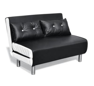 China Pu Leather Folding Chair Sofa Bed Black White With Metal Legs for sale