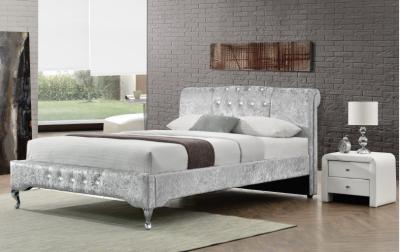 China Luxury Duble Size Tufted Storage Bed Lint Sliver Crystal Button European Style for sale